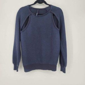 Silent Cut Out Shoulder Waffle Sweatshirt Sz XXS